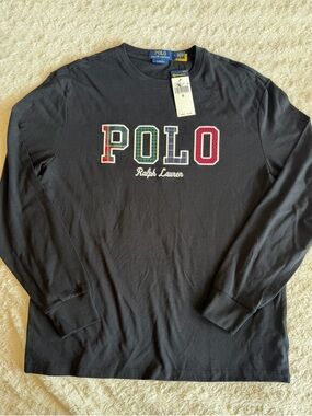 Ralph Lauren Black Long-Sleeve POLO Appliqué Tee